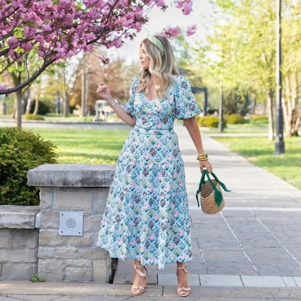 Sunday Up Floral Blue Maxi Dress Size L - Picture 1 of 8